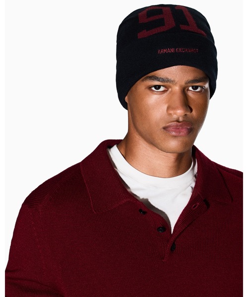 ARMANI EXCHANGE ニット帽 ニットキャップ 「A|X アルマーニ