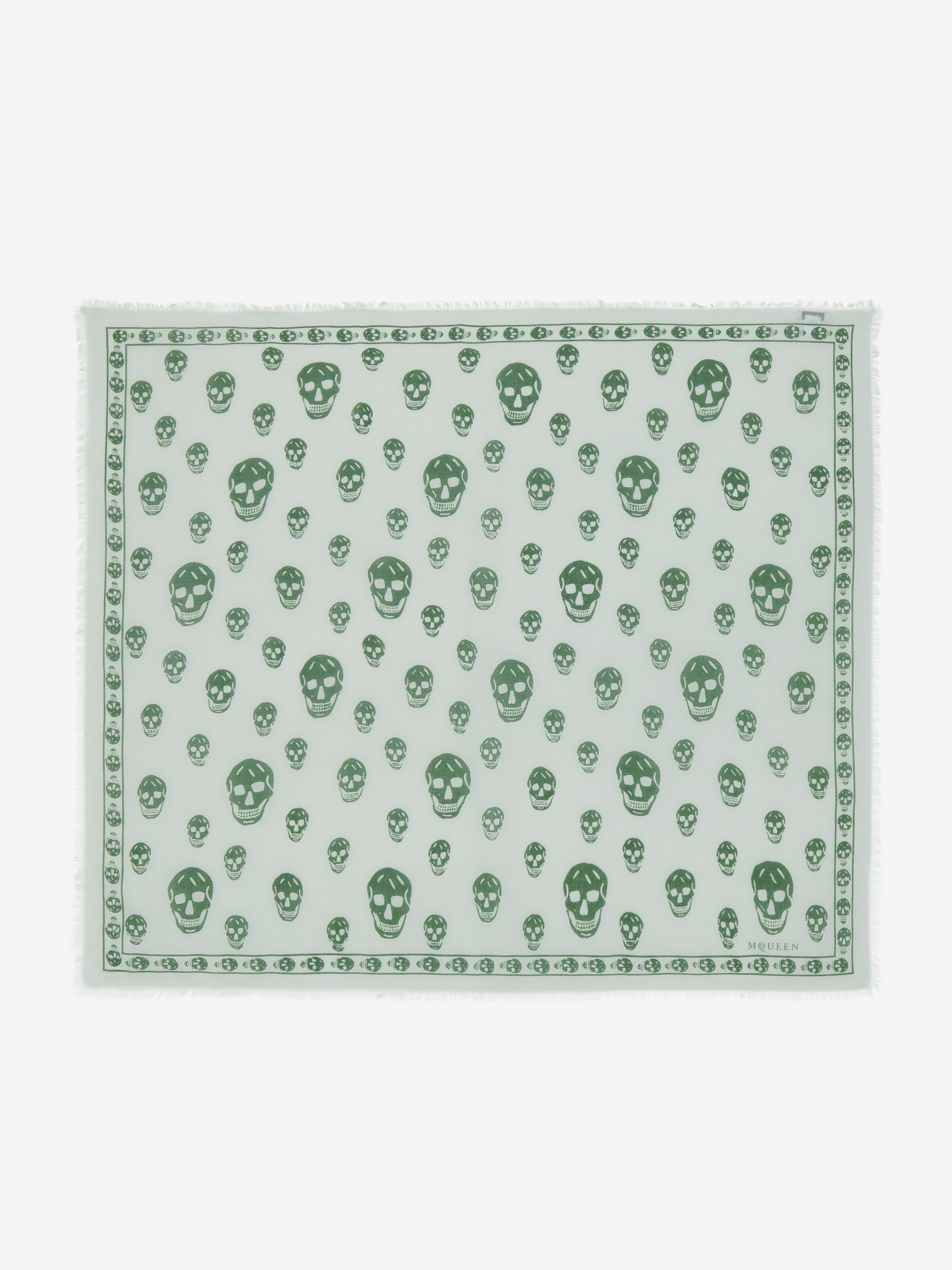 Men's Classic Skull Foulard in Dark Green | McQueen US