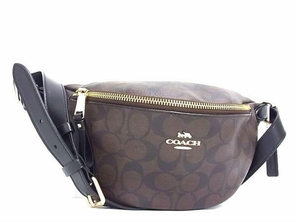 COACH コーチ シグネチャー PVC/レザー ウエストバッグ F84711