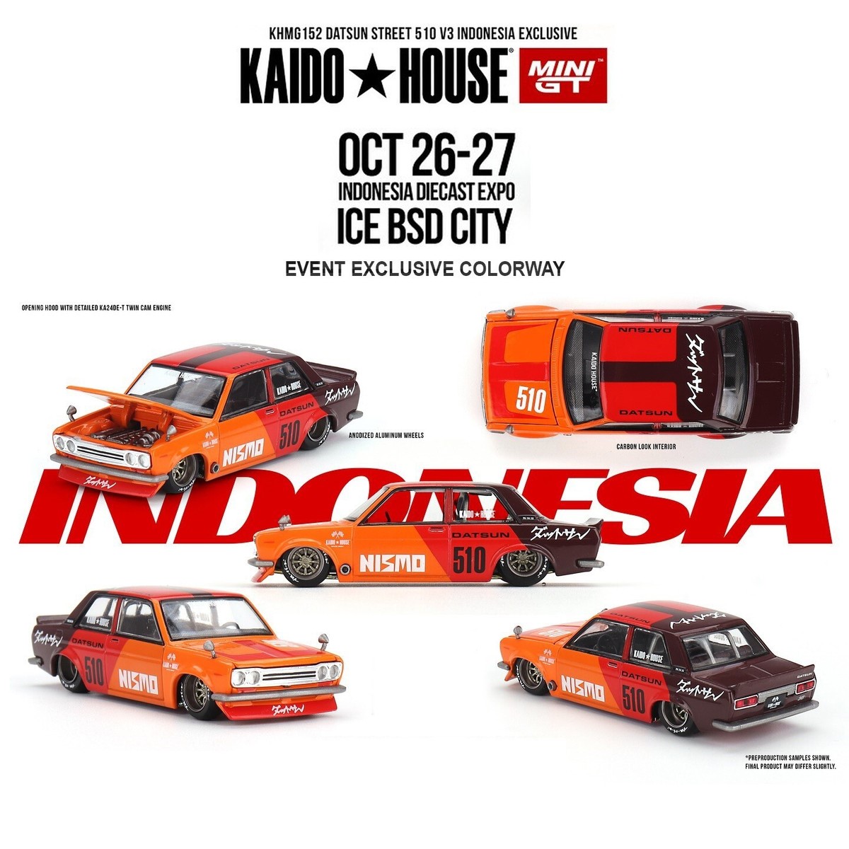 MINI GT KAIDO HOUSE DATSUN STREET 510 V3 INDONESIA DIECAST EXPO