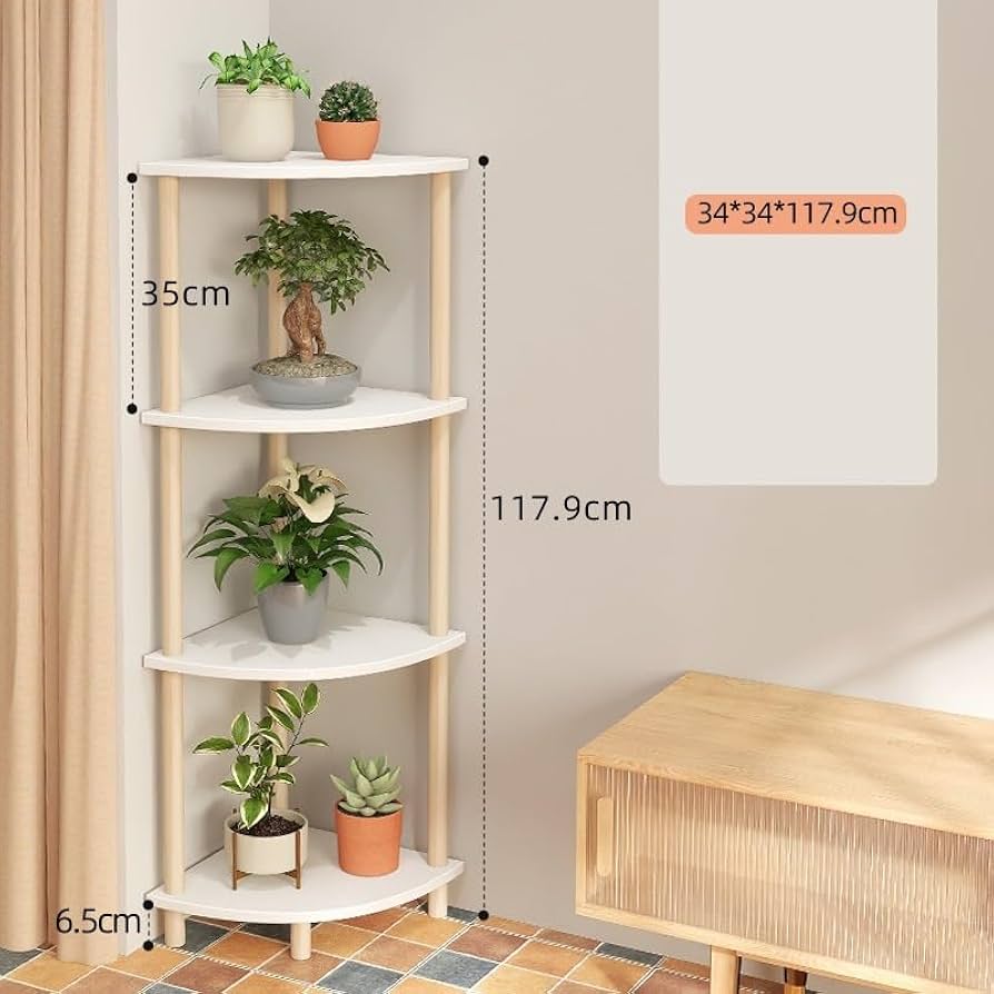 Amazon｜コーナーラック コーナー 棚 4段コーナーシェルフ木製コーナー