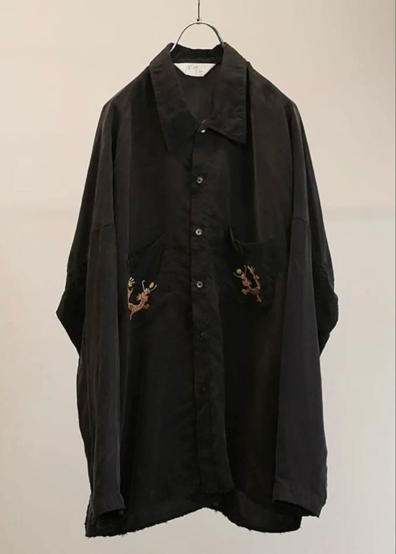 AN CELL M エンブロイダリーシャツ ブラック Kelen（ケレン） | EMBROIDERY SHIRTS