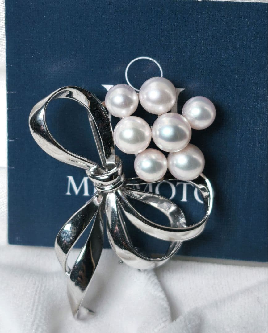 【美品 最高級】ミキモト ブローチ パール リボン 7珠 皇室御用達 正規品 美品 最高級】ミキモト ブローチ パール リーフ 1珠 皇室御用達 正規品