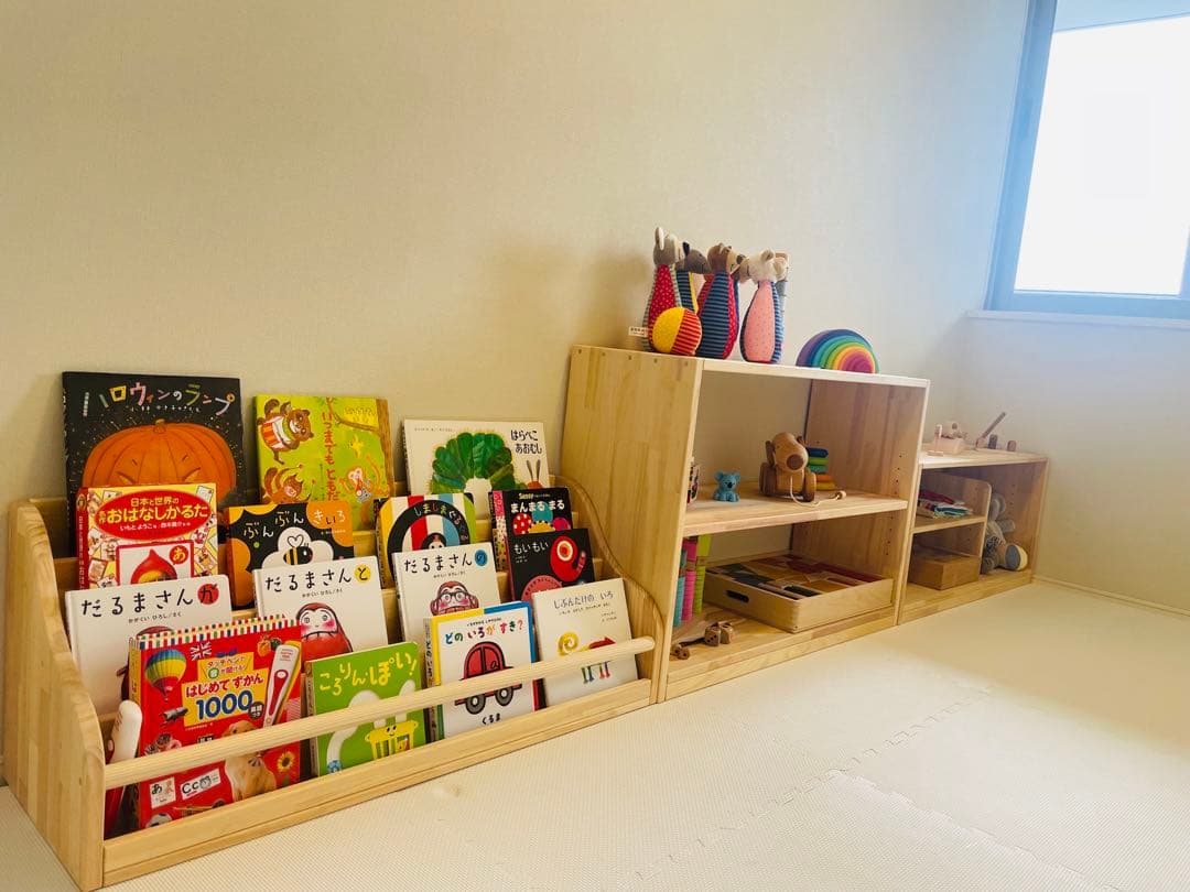 ② メイ様　絵本棚、おもちゃ棚セット 幅86cm 絵本棚＆おもちゃ収納 Mobile(モービル) 3色対応 分割可能の