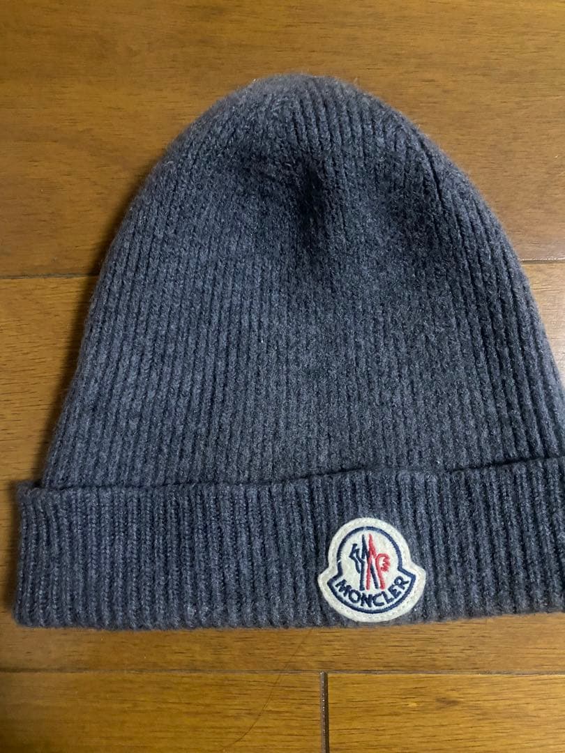 MONCLER グレー ニット帽 中古・古着通販】MONCLER (モンクレール) Moncler Wool‑Blend Beanie