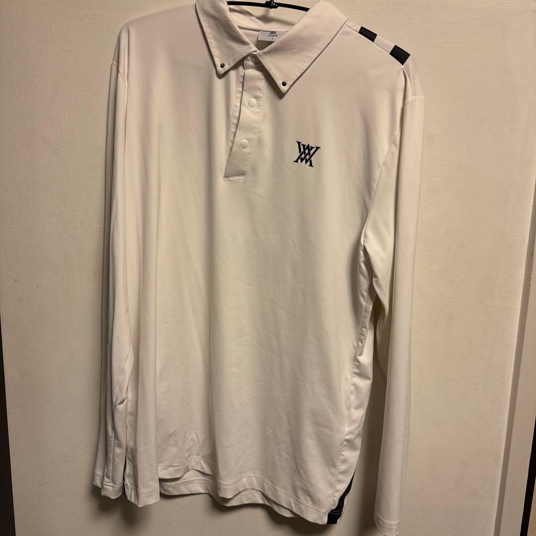 ANEW ホワイト 長袖ポロシャツ L 長袖ワークビズポロシャツ（ホワイト） -WWSワークウェアスーツ公式